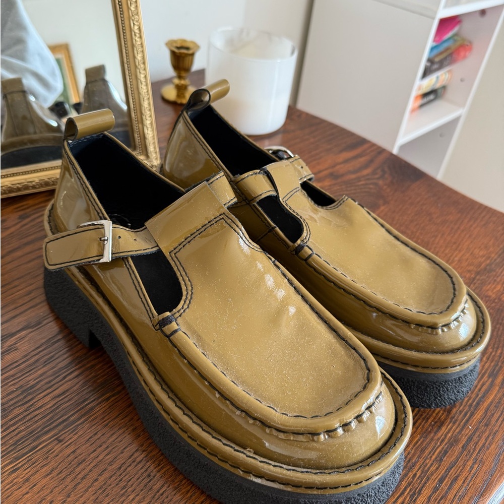 Miista olive platform loafers 38